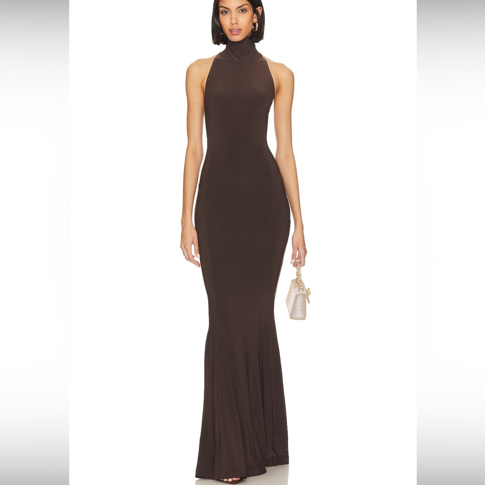Norma Kamali Chocolate Brown Maxi Dress